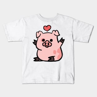 Cute Cartoon Piggy Spreading Love Kids T-Shirt